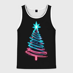Майка-безрукавка мужская Неоновая ёлка, цвет: 3D-белый