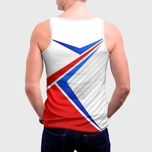 Мужская майка без рукавов Герб РФ - классические цвета флага / 3D-Белый – фото 4