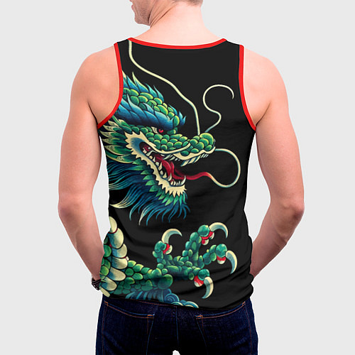 Мужская майка без рукавов Japanese irezumi - dragon / 3D-Красный – фото 4