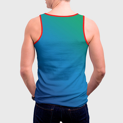 Мужская майка без рукавов Зеленый и синий диагональный градиент / 3D-Красный – фото 4