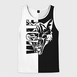 Майка-безрукавка мужская Волк - чёрно белое, цвет: 3D-белый