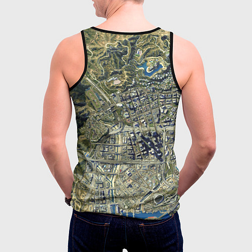 Мужская майка без рукавов GTA 5 карта / 3D-Черный – фото 4