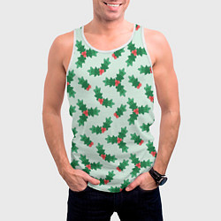 Майка-безрукавка мужская Рождественская омела, цвет: 3D-белый — фото 2