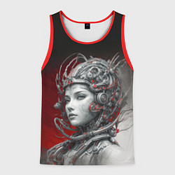 Майка-безрукавка мужская Девушка в кибернетическом шлеме, цвет: 3D-красный