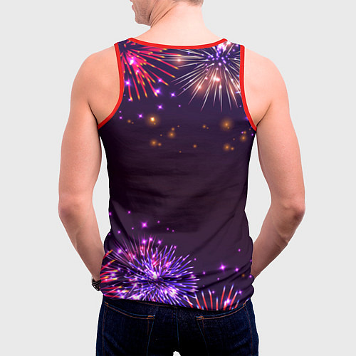 Мужская майка без рукавов Праздничный Арсений: фейерверк / 3D-Красный – фото 4