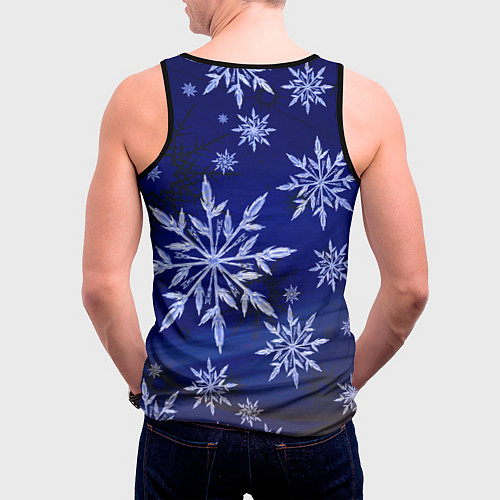 Мужская майка без рукавов Зима и снежинки / 3D-Черный – фото 4