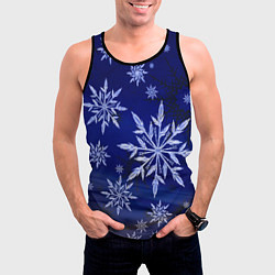 Майка-безрукавка мужская Зима и снежинки, цвет: 3D-черный — фото 2