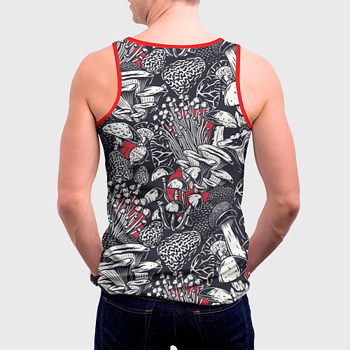 Мужская майка без рукавов Разные грибы / 3D-Красный – фото 4