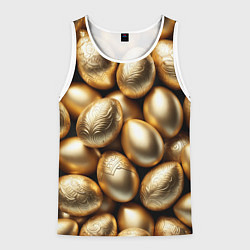Майка-безрукавка мужская Золотые Пасхальные яйца, цвет: 3D-белый