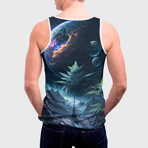 Мужская майка без рукавов Вид на землю с другой планеты / 3D-Белый – фото 4