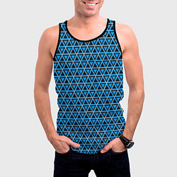 Майка-безрукавка мужская Синие и чёрные треугольники, цвет: 3D-черный — фото 2