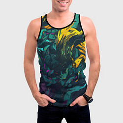 Майка-безрукавка мужская Абстрактный камуфляж в кислотных абстрактных пятна, цвет: 3D-черный — фото 2