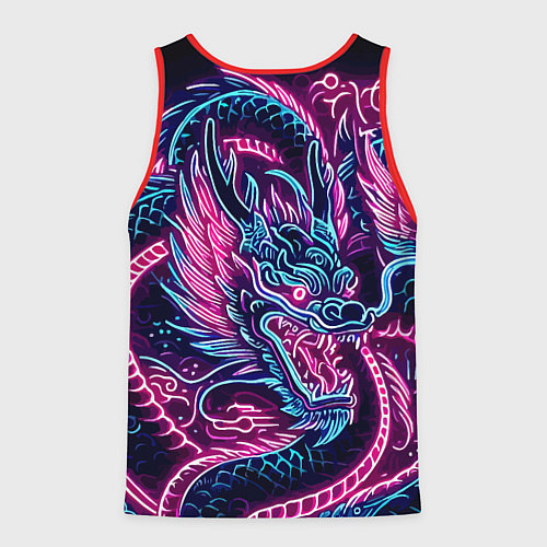 Мужская майка без рукавов Neon Japanese dragon - irezumi / 3D-Красный – фото 2