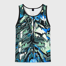 Мужская майка без рукавов Синий камень на чёрном фоне
