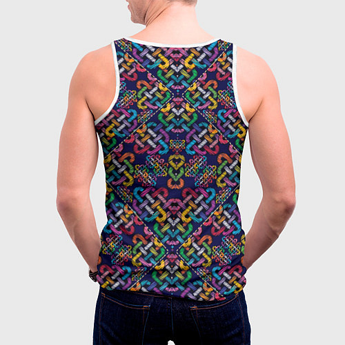 Мужская майка без рукавов Вышитый узор / 3D-Белый – фото 4