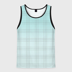 Майка-безрукавка мужская Нежно-голубая шотландская клетка, цвет: 3D-черный
