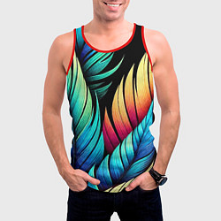 Майка-безрукавка мужская Color feathers - neon, цвет: 3D-красный — фото 2