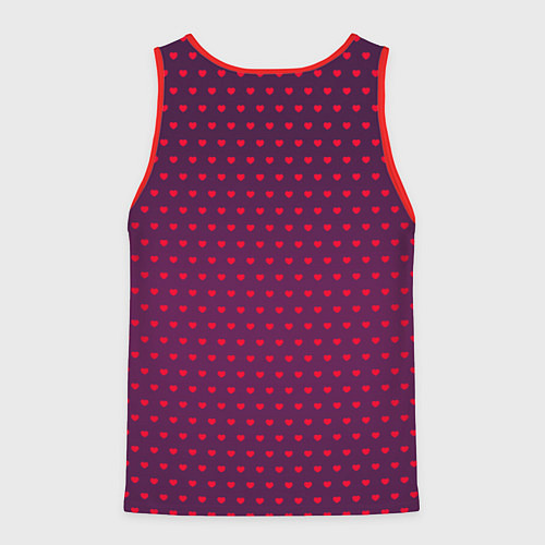 Мужская майка без рукавов Красные сердечки на темно-бордовом фоне / 3D-Красный – фото 2