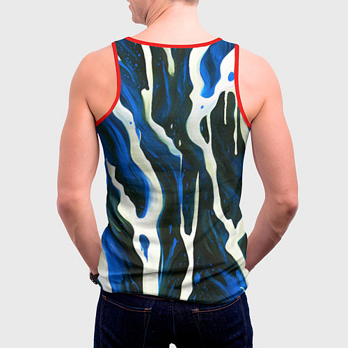 Мужская майка без рукавов Текучая краска белая и синяя / 3D-Красный – фото 4