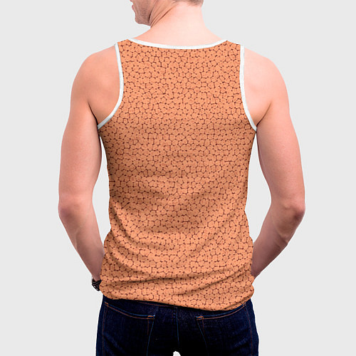 Мужская майка без рукавов Текстура однотонный тёмно-персиковый / 3D-Белый – фото 4