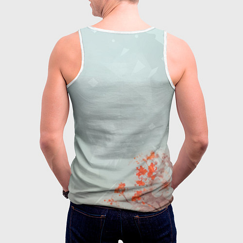 Мужская майка без рукавов Белый лис в цветах / 3D-Белый – фото 4