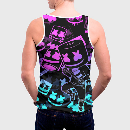 Мужская майка без рукавов Marshmello neon pattern / 3D-Белый – фото 4