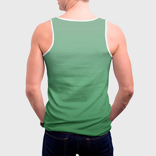 Мужская майка без рукавов Градиент приглушённый зелёный / 3D-Белый – фото 4