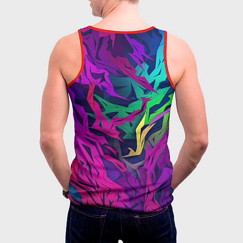 Мужская майка без рукавов Gta лого фиолетовый камуфляж / 3D-Красный – фото 4