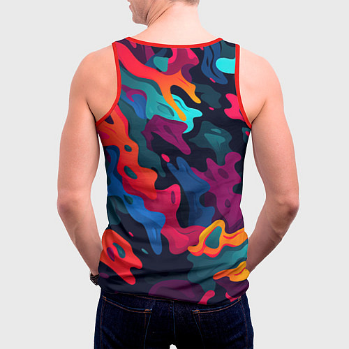 Мужская майка без рукавов Gta лого камуфляж кислотные кляксы / 3D-Красный – фото 4