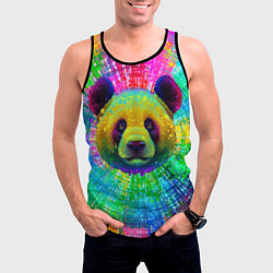 Майка-безрукавка мужская Цветная панда, цвет: 3D-черный — фото 2