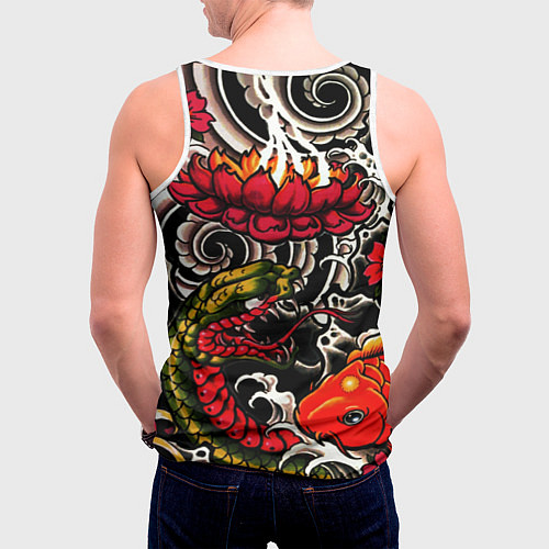 Мужская майка без рукавов Samurai татуировки / 3D-Белый – фото 4