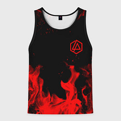 Майка-безрукавка мужская Linkin Park красный огонь лого, цвет: 3D-черный
