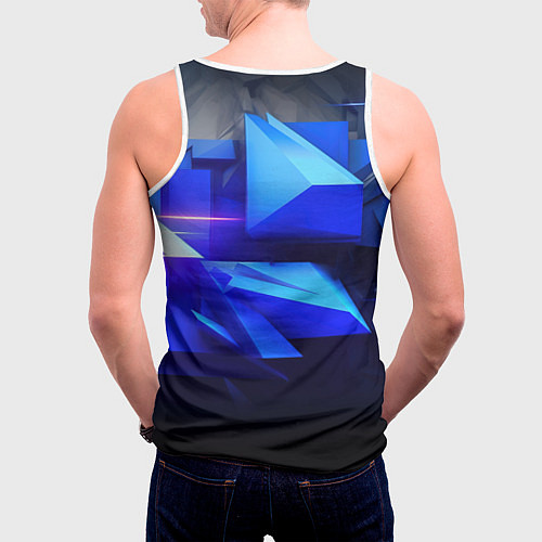 Мужская майка без рукавов Black blue background abstract / 3D-Белый – фото 4