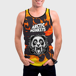 Майка-безрукавка мужская Arctic Monkeys рок панда и огонь, цвет: 3D-черный — фото 2