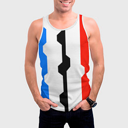 Майка-безрукавка мужская Техно линии синий и красный, цвет: 3D-белый — фото 2