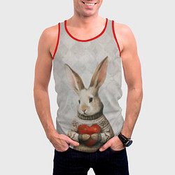 Майка-безрукавка мужская Влюблённый кролик в свитере с сердцем, цвет: 3D-красный — фото 2
