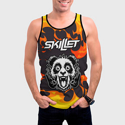 Майка-безрукавка мужская Skillet рок панда и огонь, цвет: 3D-черный — фото 2