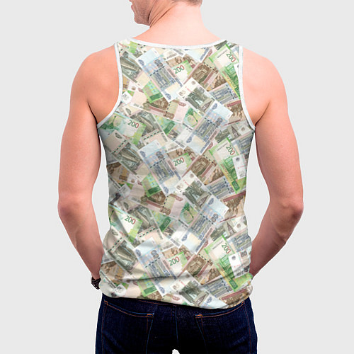 Мужская майка без рукавов Российские денежные купюры / 3D-Белый – фото 4