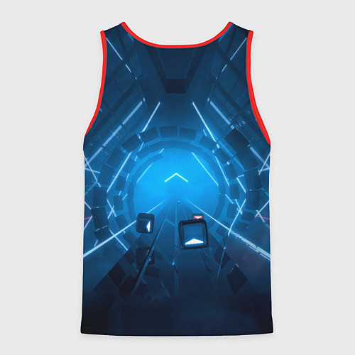 Мужская майка без рукавов Beat Saber кот музыкальный джедай / 3D-Красный – фото 2