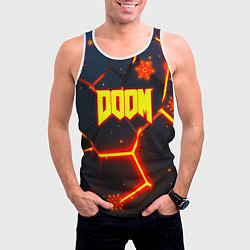 Майка-безрукавка мужская Doom плиты лого в огне, цвет: 3D-белый — фото 2
