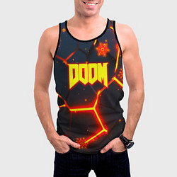 Майка-безрукавка мужская Doom плиты лого в огне, цвет: 3D-черный — фото 2