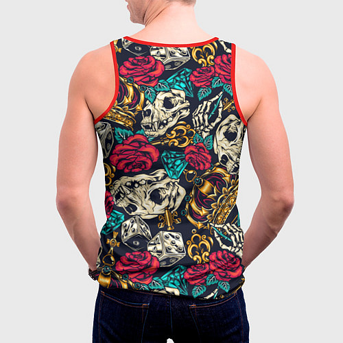 Мужская майка без рукавов Tattoo dice skull / 3D-Красный – фото 4
