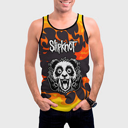 Майка-безрукавка мужская Slipknot рок панда и огонь, цвет: 3D-черный — фото 2