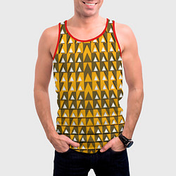 Майка-безрукавка мужская Узор из треугольников жёлтый, цвет: 3D-красный — фото 2
