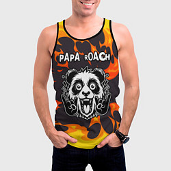 Майка-безрукавка мужская Papa Roach рок панда и огонь, цвет: 3D-черный — фото 2