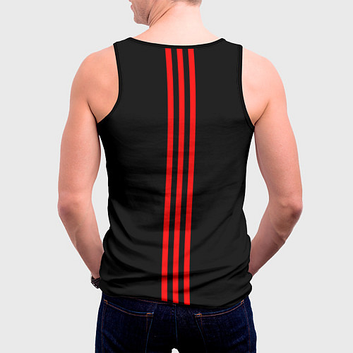 Мужская майка без рукавов СССР гост три полоски на белом фоне / 3D-Черный – фото 4