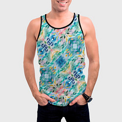Майка-безрукавка мужская Абстрактные розовые акварельные тюльпаны, цвет: 3D-черный — фото 2