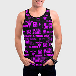 Майка-безрукавка мужская Bon Jovi neon pink rock, цвет: 3D-черный — фото 2