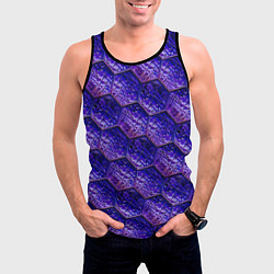 Майка-безрукавка мужская Сине-фиолетовая стеклянная мозаика, цвет: 3D-черный — фото 2