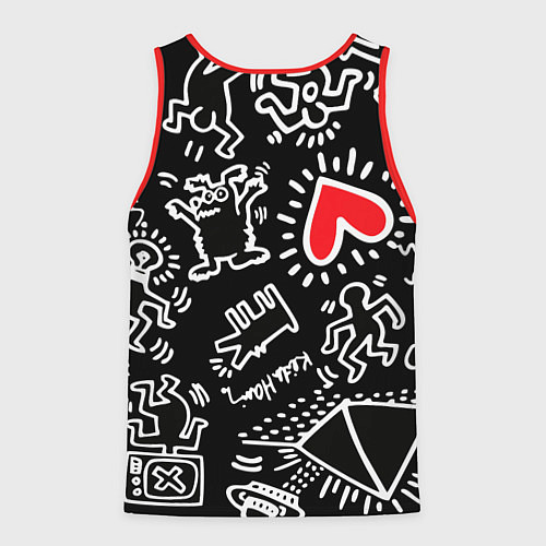 Мужская майка без рукавов Kit Haring little men / 3D-Красный – фото 2